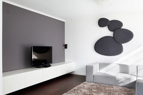 Wohnraum Parkett Eiche geräuchert, Sideboard für TV und HiFi innen und außen lackiert